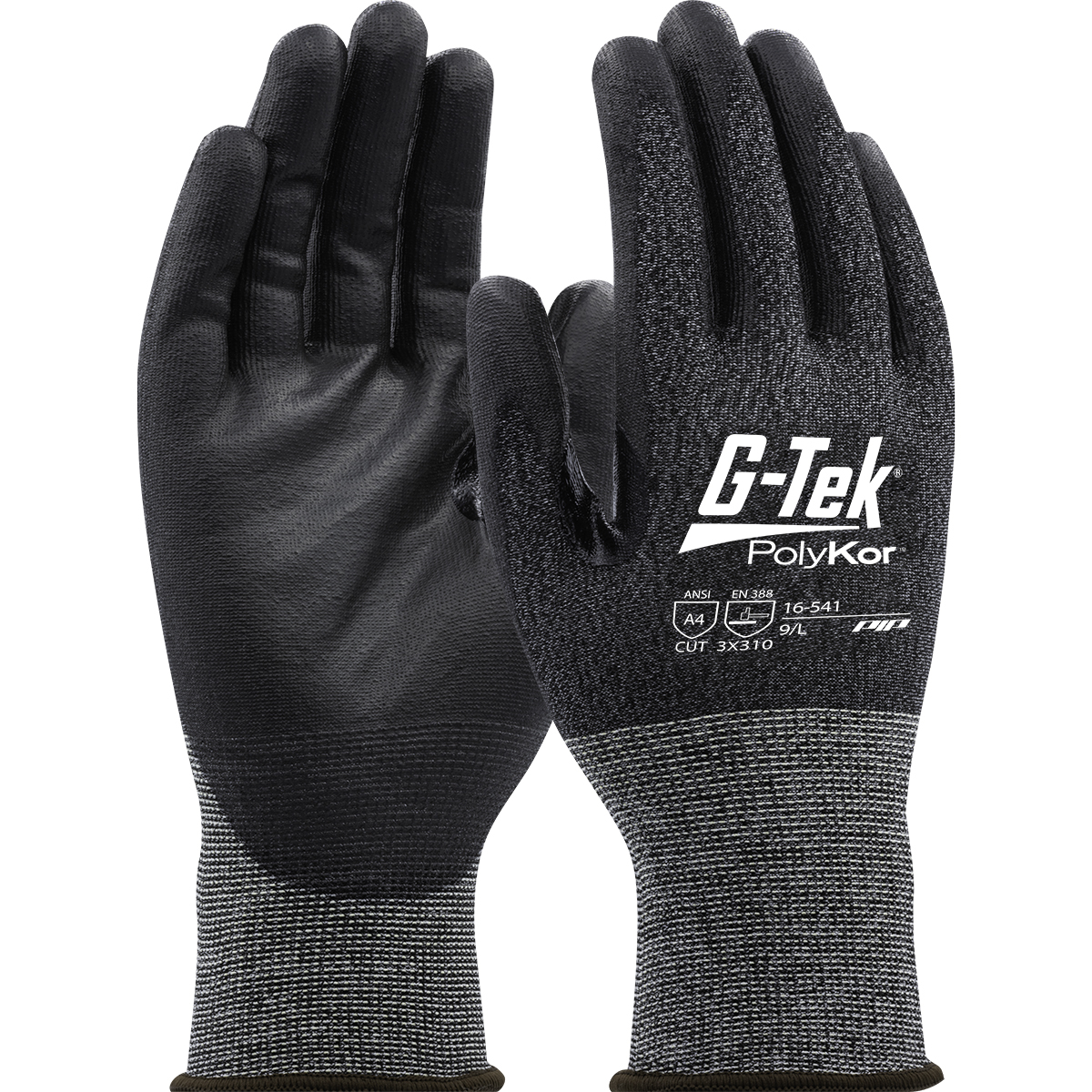 G-Tek® PolyKor® - Seamless Knit PolyKor® Blended Glove with Polyurethane Coated Flat Grip on Palm & Fingers - 21 Gauge - Touchscreen Compatible. - Hand Protection